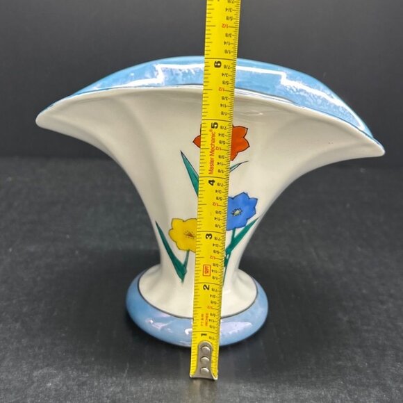 Vintage Meito China Japanese Flared Vase Porcelain Floral Motif Painted Japan - Picture 8 of 10
